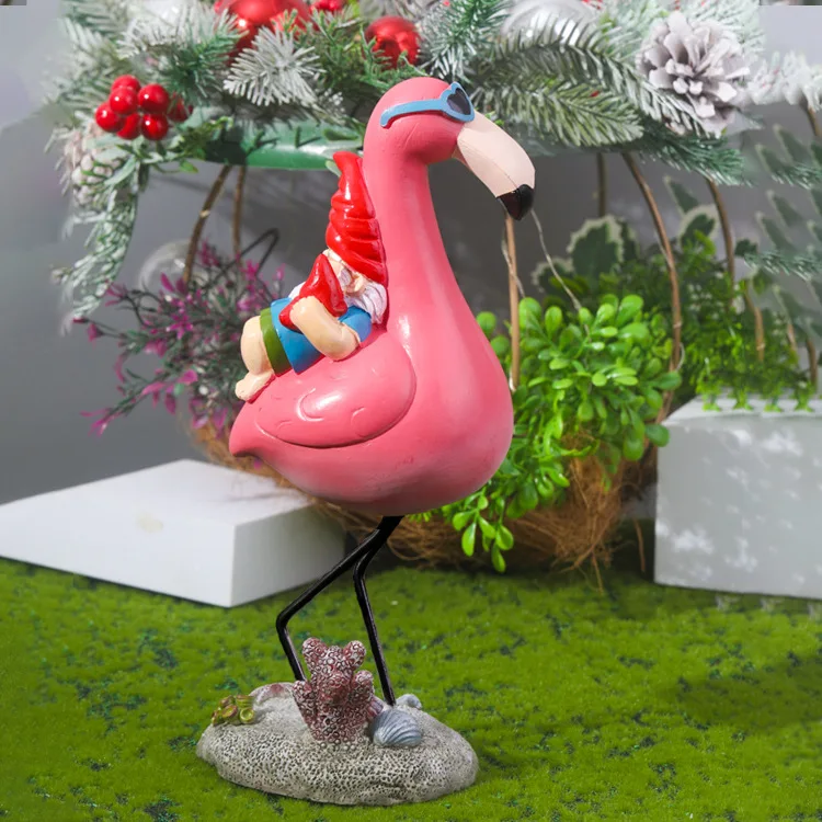 Accept Custom Flamingo Home Garden Living room Decoration Creative ornaments Resin Micro Landscape Dwarf Flamingo