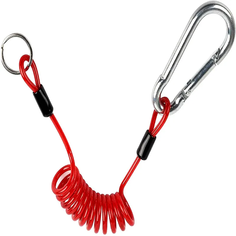 Breakaway Trailer Cable, Trailer Brake Cable, RV Stainless Steel Spring Towing Coiled Wire, Heavy Duty Steel Wire Extend to 4ft