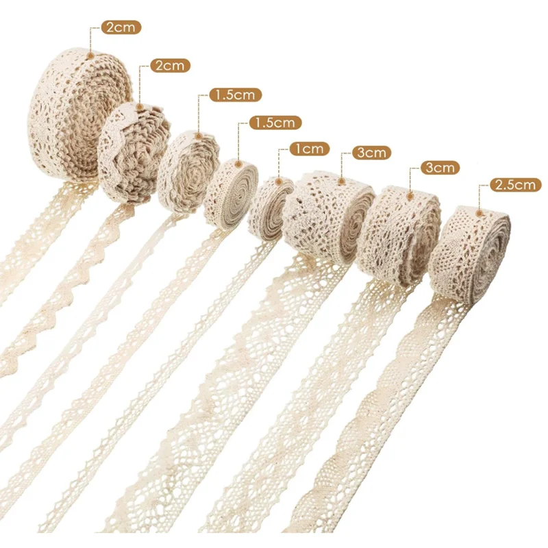 Cotton Lace Trim DIY Craft Delicate Lace Ribbon for Sewing Craft, Gift Wrap