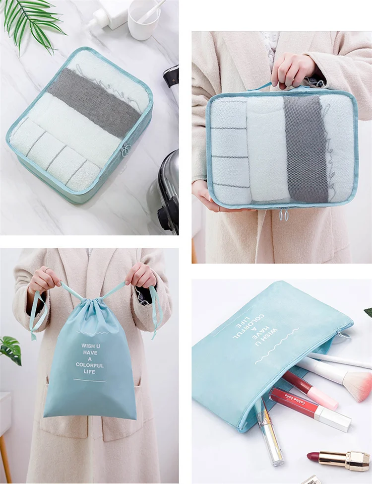 Hot Selling 8Pcs/Set Travel Storage Bag for Clothes Luggage Packing Cube Organizer Suitcase