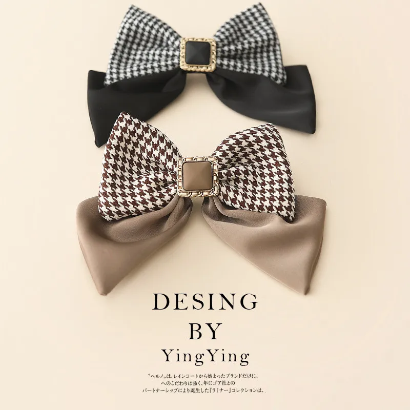 Tiktok Product Korean Pearl Rhinestone Bows Barrettes Hairpin Hairclip Bun Net Fabric Cover Hair Clips Accessories