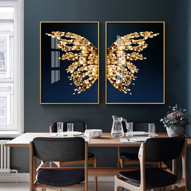 Golden Butterfly Modern Nordic Canvas Prints Poster Bedroom Wall Decoration Art Pictures Paintings for Living Room Home Decor
