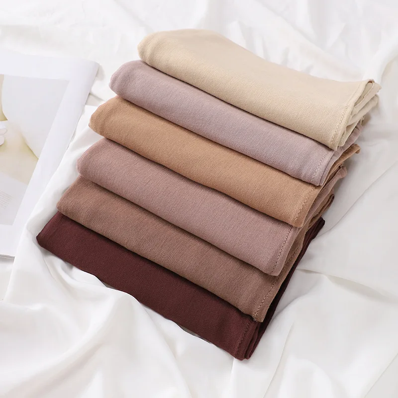 Newest Soft Cotton modal Jersey Double Loop Instant Hijab Muslim Headscarf Scarf