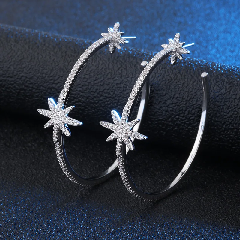 Fashion earrings trend 2020 women gold plated micro pave hoop cz diamond big hoop earring