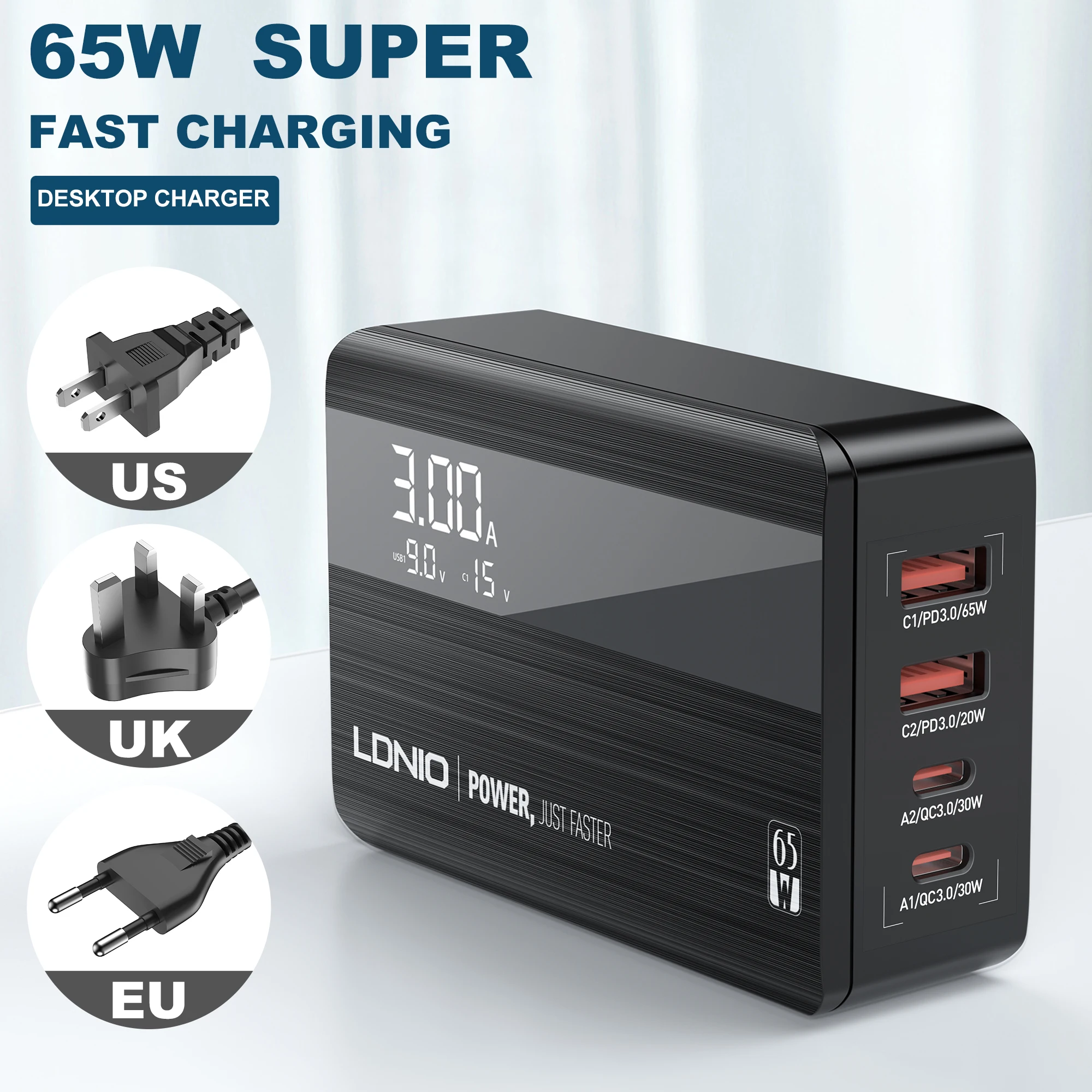 LDNIO A4808Q PD 65W Laptop Adapter Type-c Port USB Travel Mobile Phone Desktop Charger Quick Charger