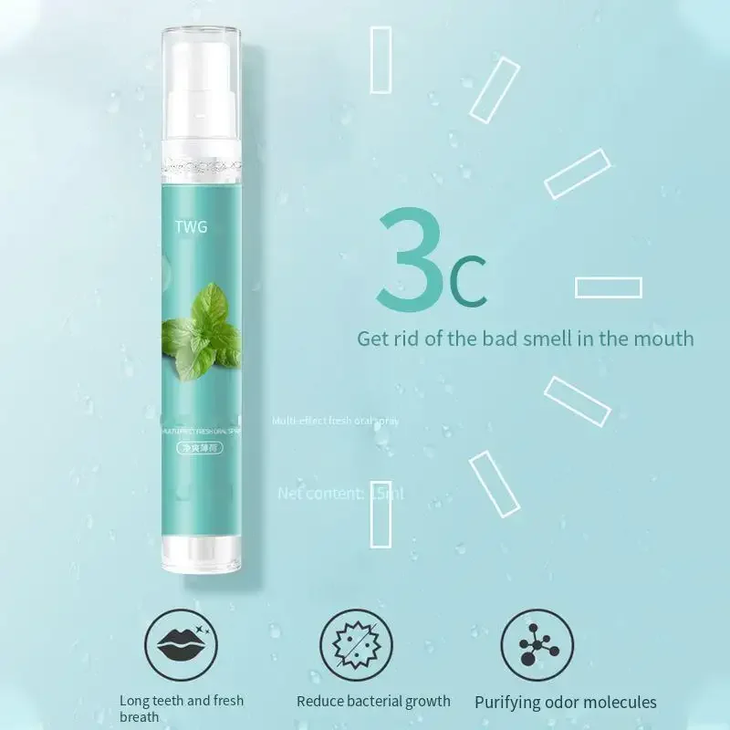 Portable 15ml Oral Care Breath Spray Freshener Mint Mouth Spray for Bad Breath