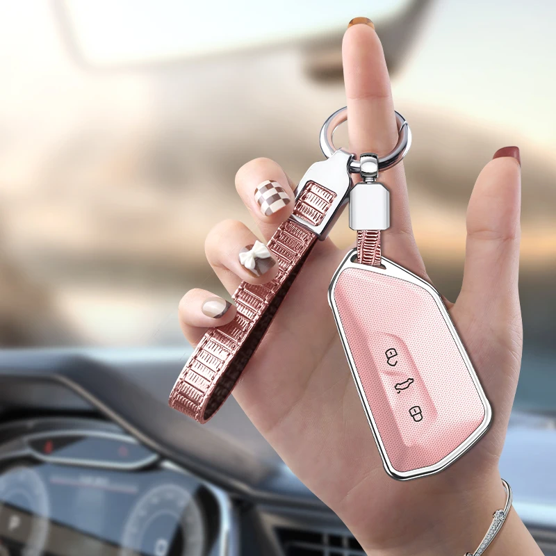 Full Cover ABS Shell Remote Key Case for Volkswan Golf 8 with Keychain Fob Customizable Metal Car Protection Key Cover