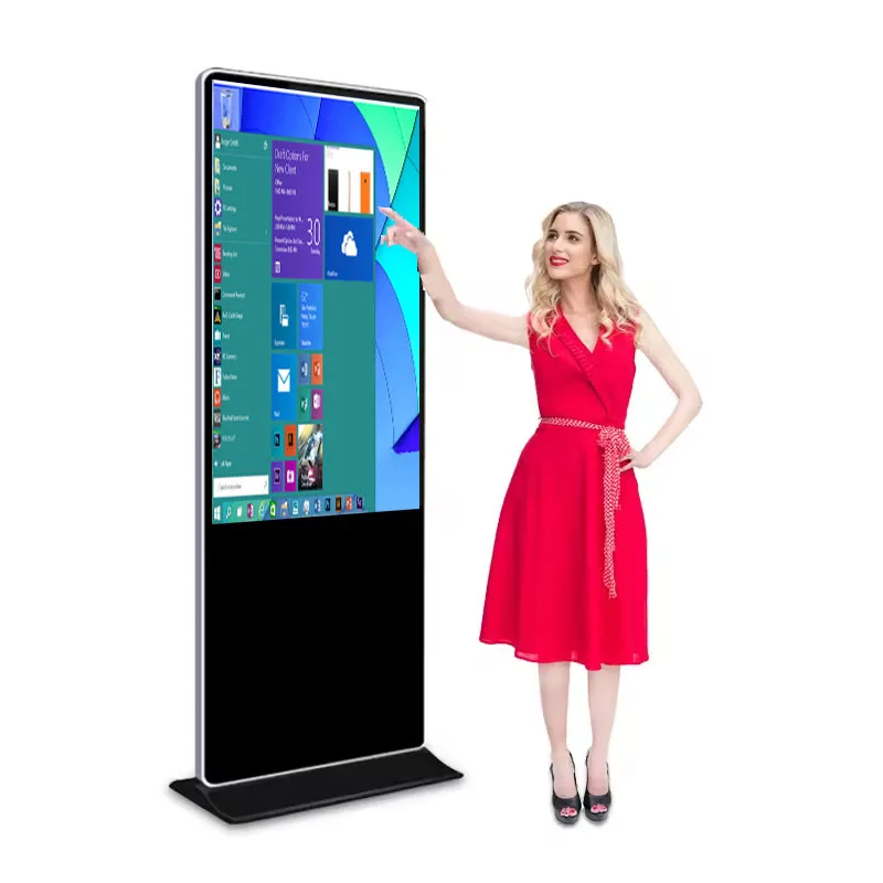 Full screen advertising machine indoor floor standing LCD full screen touch vertical advertising booth 4k display sign