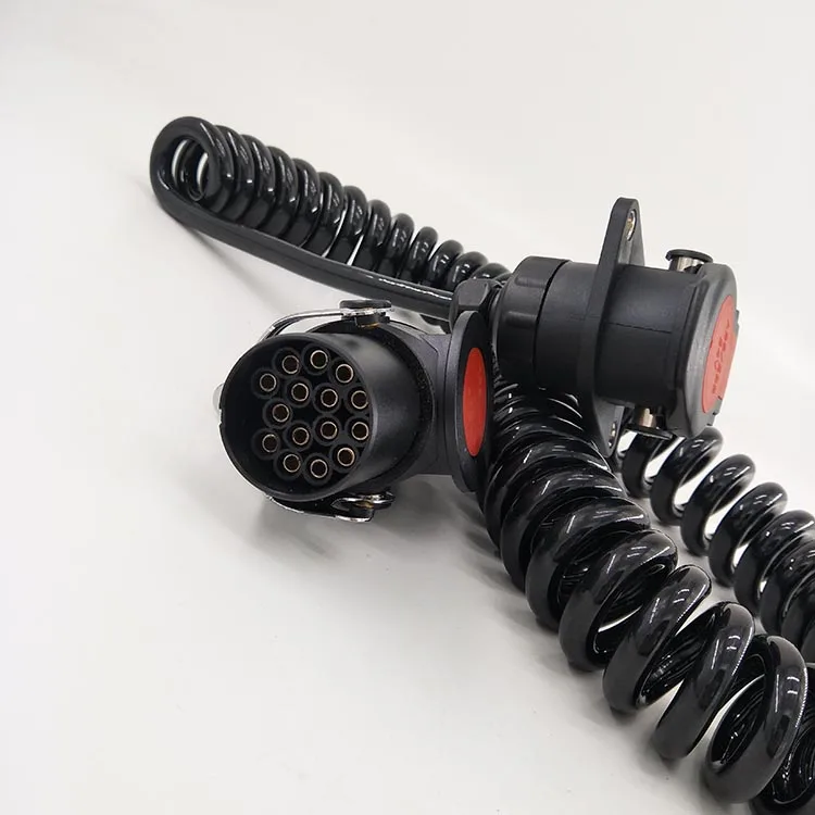 
7 Core ABS Pur Shielded Electric Power Wire Plug Spiral Cord Custom 15 Pin Truck Trailer Cable 