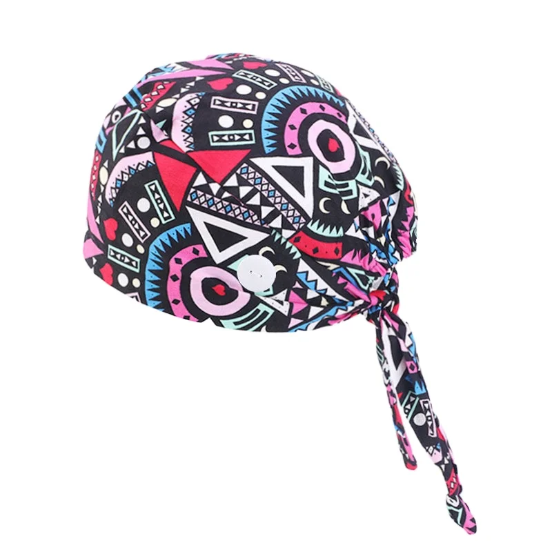 Wholesale nurse bonnets with button cotton hair bonnet extra long braid bonnets with snap