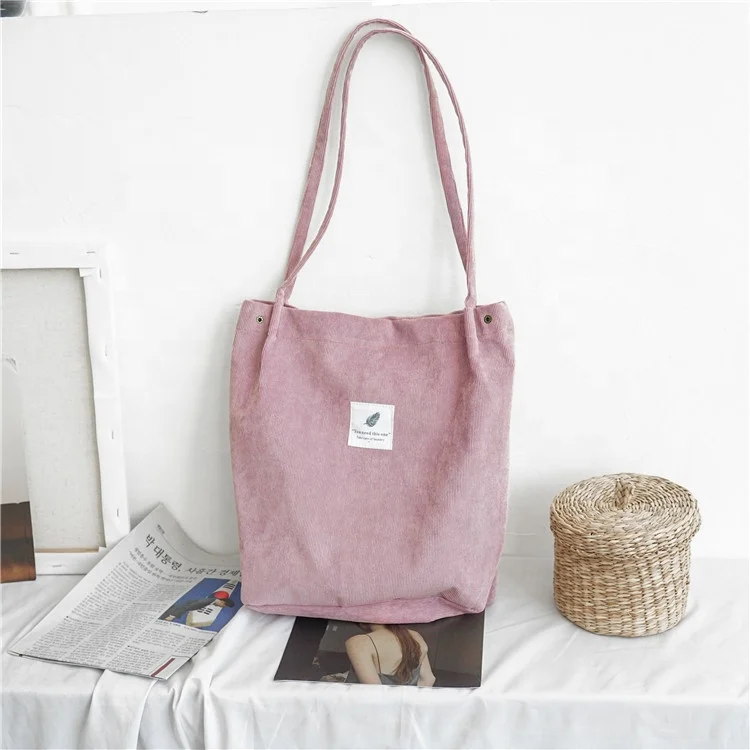 Wholesale High Quality Multi-Colored Large Fashion Casual Corduroy Tote Bag Shoulder Bags Handbags Reusable Shopping Bags