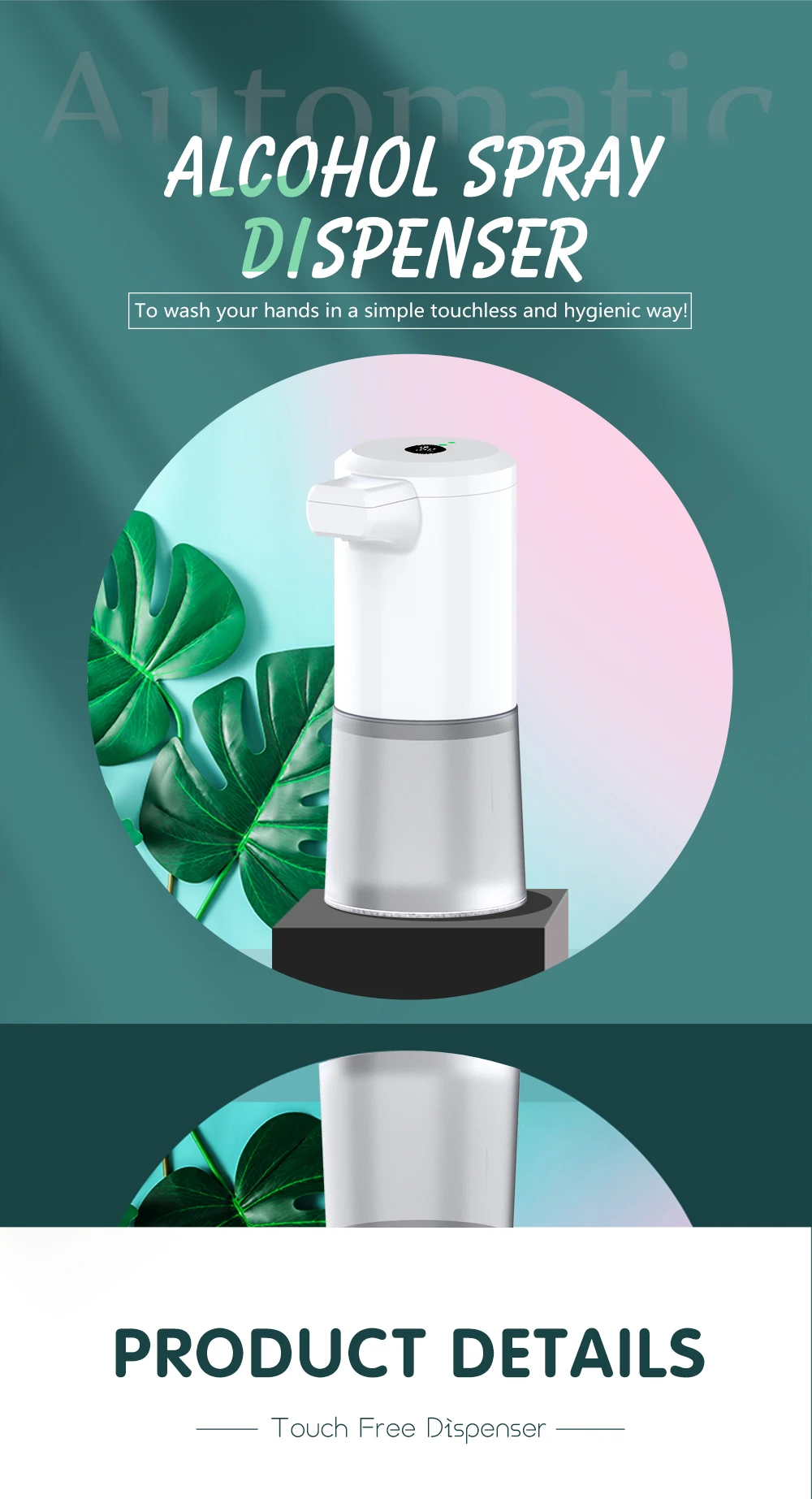 Smart home sensor automatic touchless hand sanitizer inductor alcohol spray liquid soap dispenser