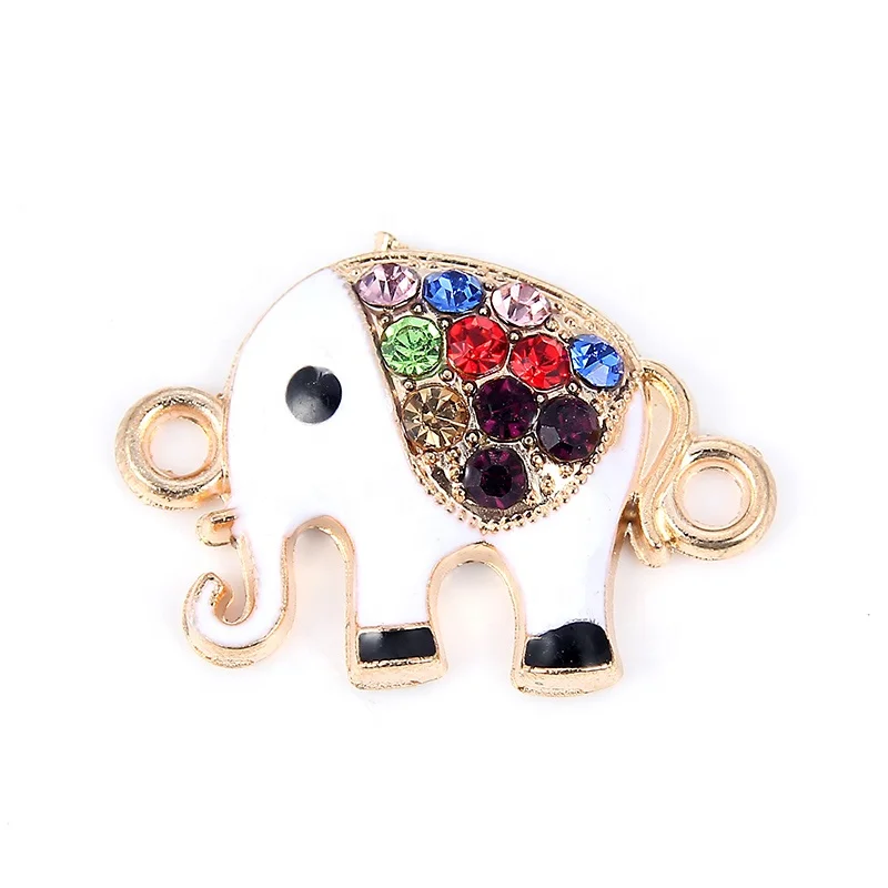 Golden Color Alloy Crystal Elephant Connectors For DIY Handmade Pendant Necklace Fashion Jewelry Findings Bracelets Charm