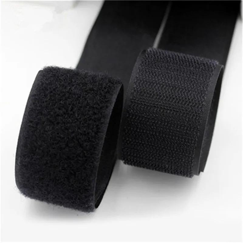 China Manufacturer 38mm Width Premium 100% Nylon Material Black Color In Stock Hook And Loop Tapes