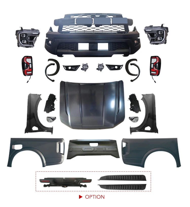 NEW PRODUCT UPGRADE PICKUP 2012- 2021 RANGER BODY KIT FOR FORD RANGER T6 T7 T8 TO RANGER RAPTOR 2020