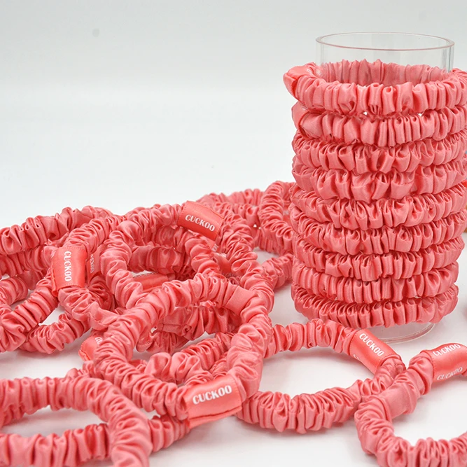 100% Pure Silk Scrunchie Bulk Hair Accessories  Custom Logo Label with box Scrunchies silk