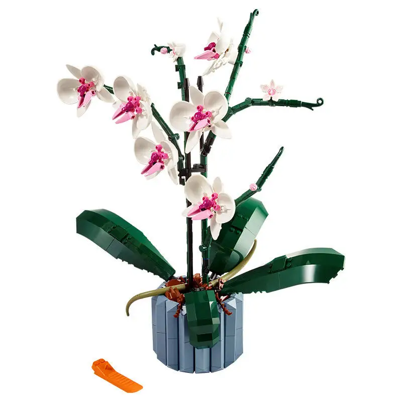 Orchid Bonsai Plant Building Block Flowers 3D Puzzle Model Brick Home Decoration Assembly Building Blocks Set Toys Gift For Girl