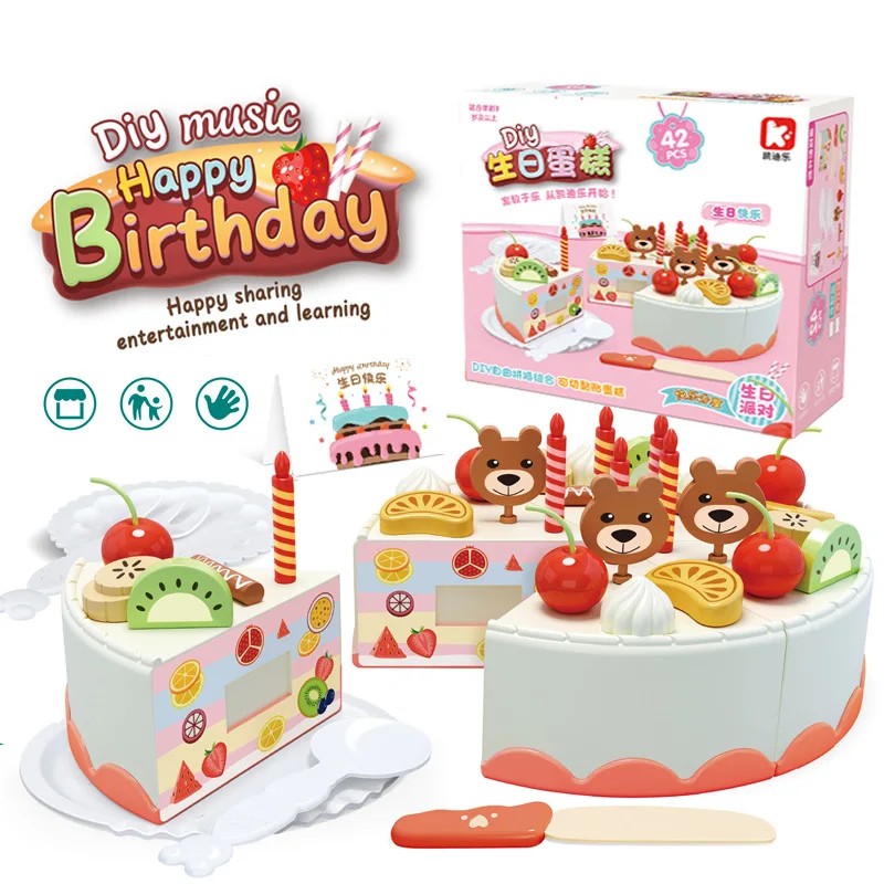 Educational Cooking kids kitchen Toys pretend play Qiqu Fruit Cake Cheqile DIY Set Children Kindergarten Gift