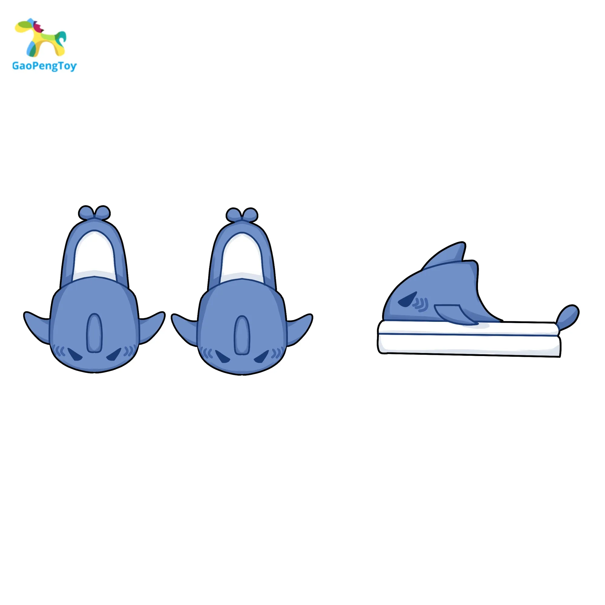 Customized plush original design shark mouth slippers cute for scene home travel office plush animal slippers
