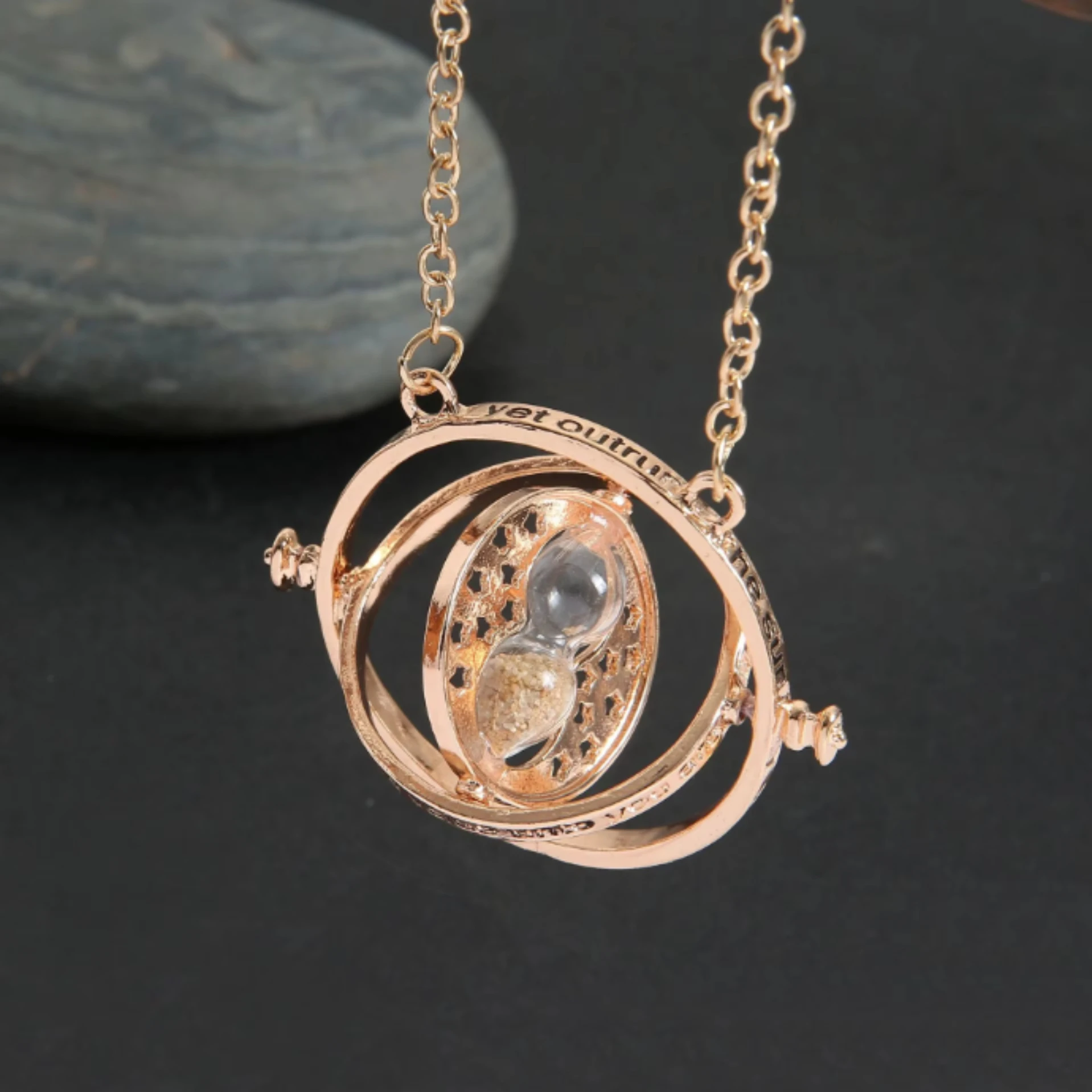 Movie Gold Plated Harry Jewelry Potter Time Turner Hourglass Necklace