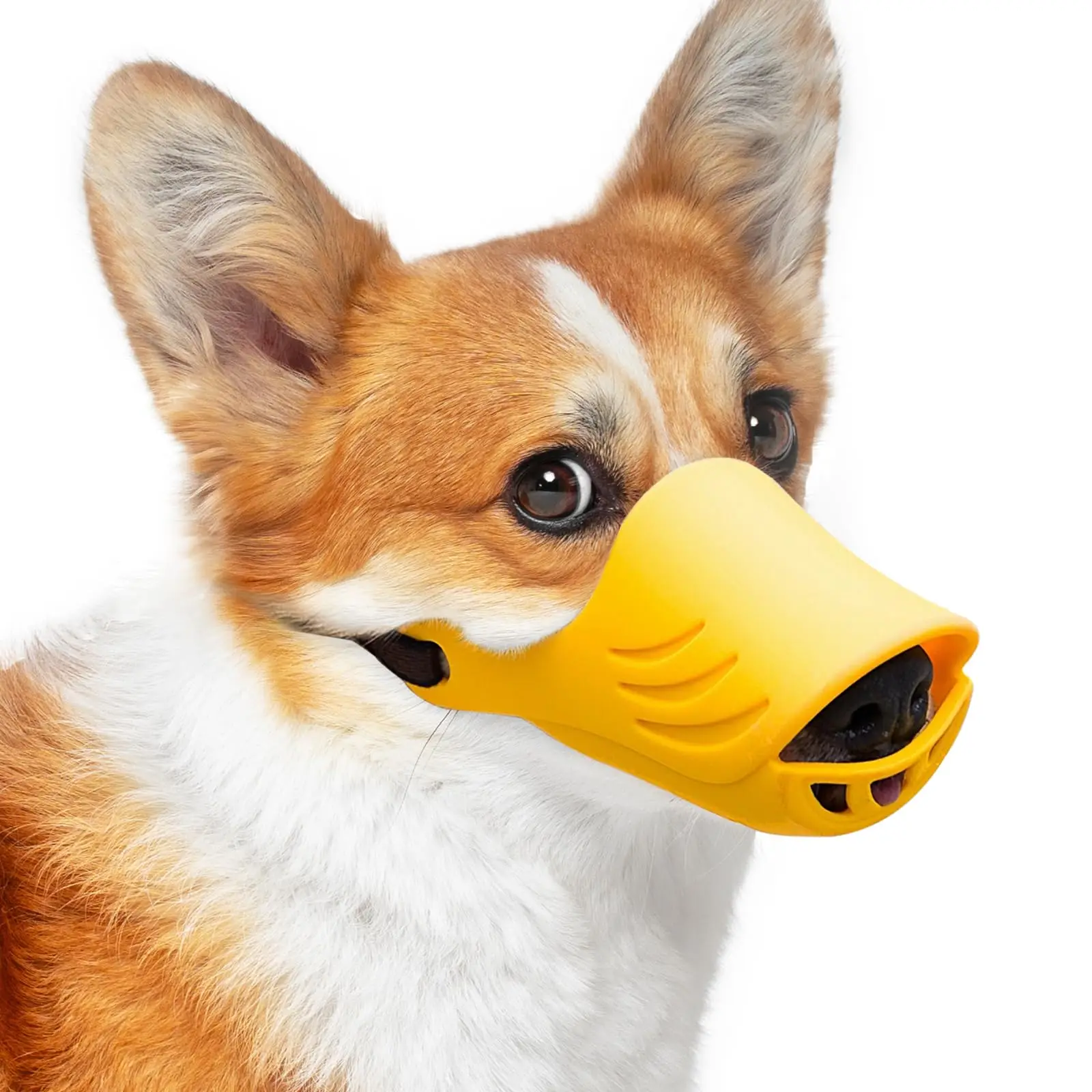 Prevent Barking Biting and Chewing Snout with Adjustable Strap Soft Duck Shape Silicone Mouth Cover Muzzle