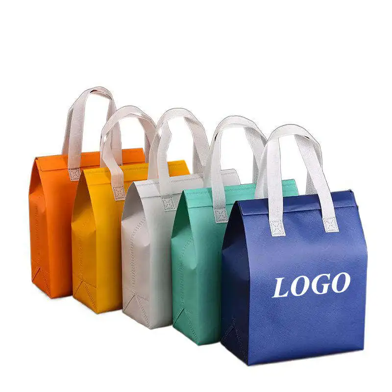 Non Woven Aluminum Foil Cooler Bag Small Takeaway Cold And Hot Drinks Coffee Food Delivery Disposable Thermal Insulated Bag