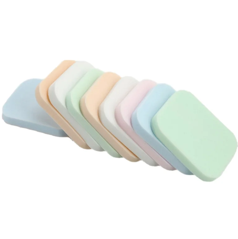 square Wet/Dry Use Foundation Sponge Puff Latex-free Cosmetic Facial Beauty Puff with Liquid Sponge for Face Application