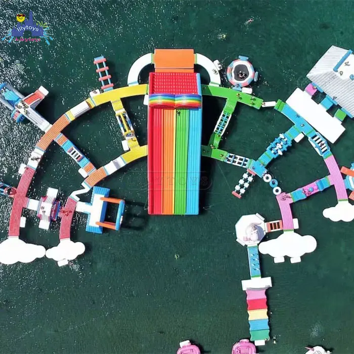 lilytoys 2022 big inflatables water park aqua park commercial new floating water park water obstacle for sale pass TUV CE