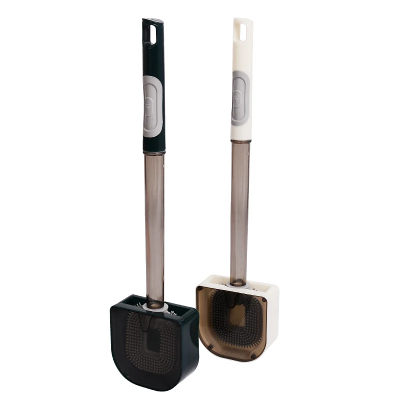 2025 New Trend PP Bathroom Cleaning Wall Mounted Silicone Toilet Brush Set with Detergent