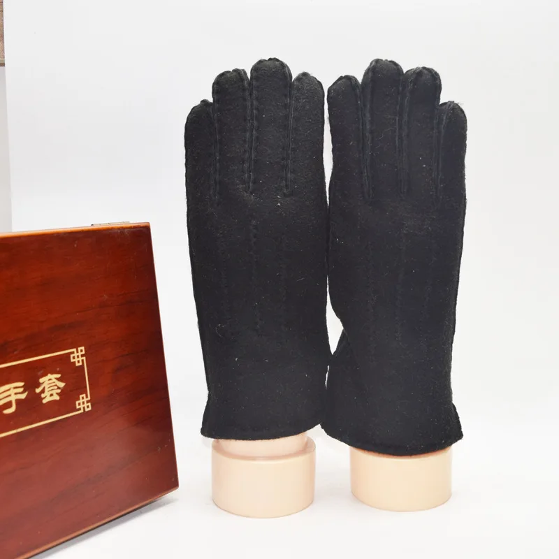 2021 wholesale custom sheep skin wool full skin sheep skin leather gloves for men and women