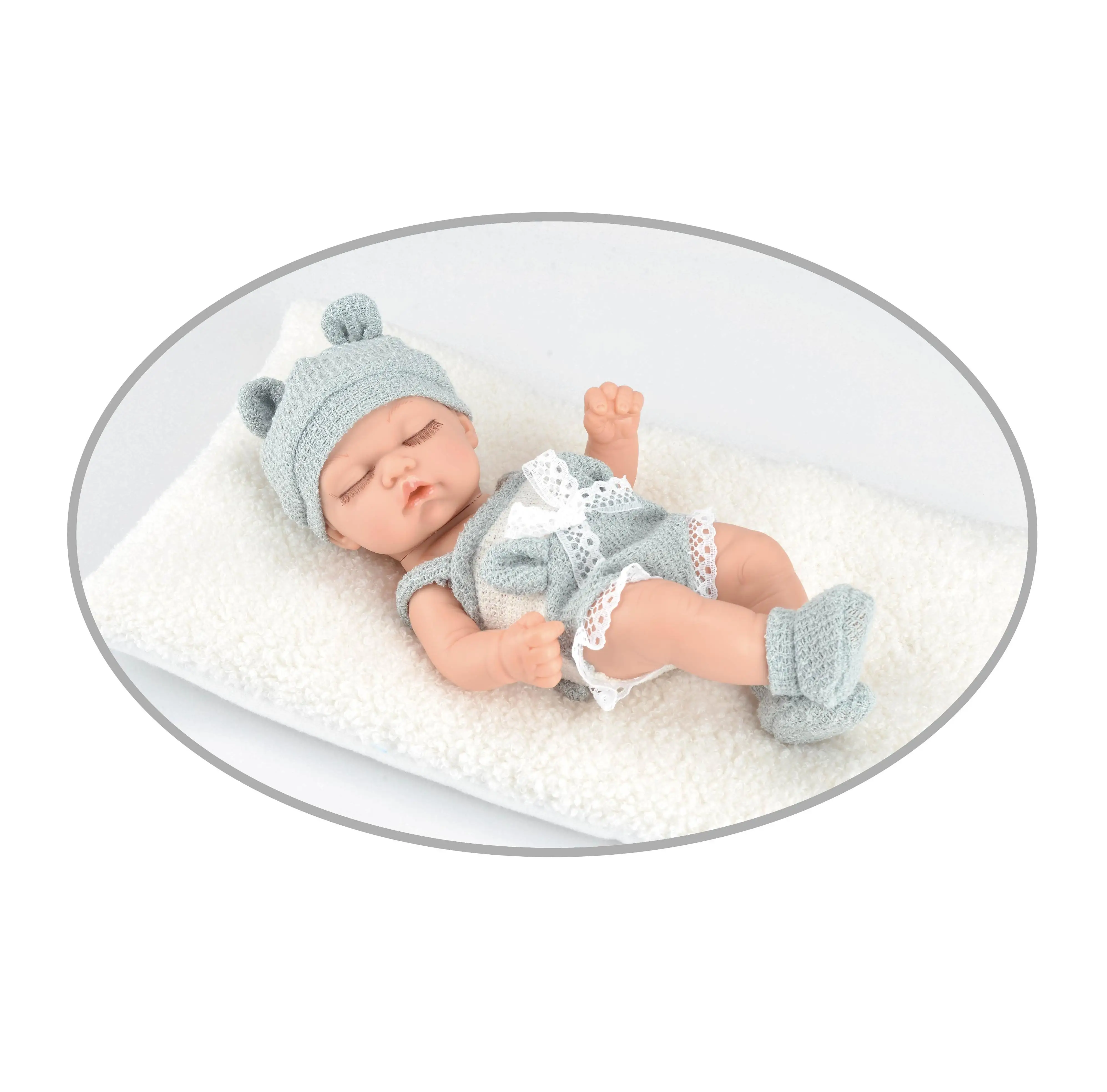 Real VINYL Reborn doll 25cm newborn reborn baby dolls silicon with pillow and accessories