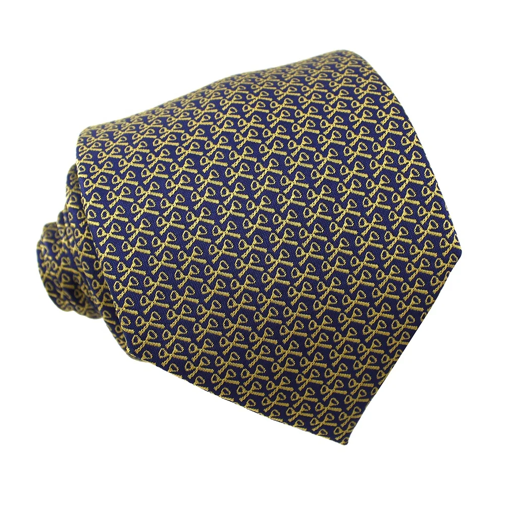 China Wholesale Shengzhou Male Mens Necktie Handmade Blue Golden Scissor Polyester Woven Custom Logo Men Ties Plain For Men