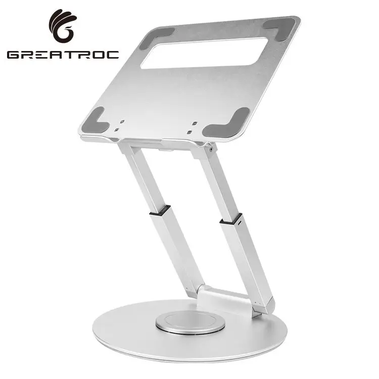 Great Roc OEM/ODM foldable portable laptop rotating notebook stand free height adjustable laptop holder with 360 rotatable base