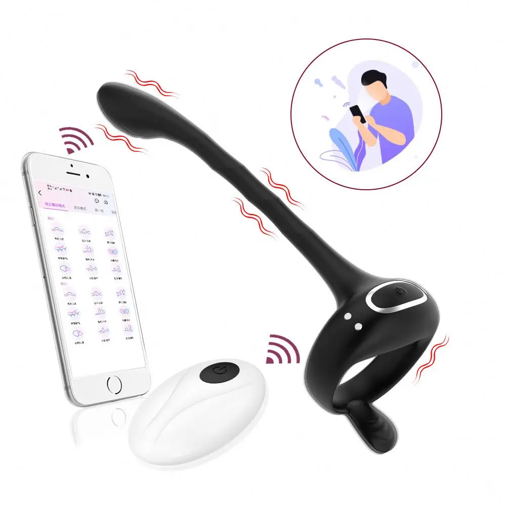 Bluetooth Penis Cock Ring Vibrator Sex Toys For Men Prostate Massager Wireless App Remote Anal Butt Plug Delay Ejaculation Ring