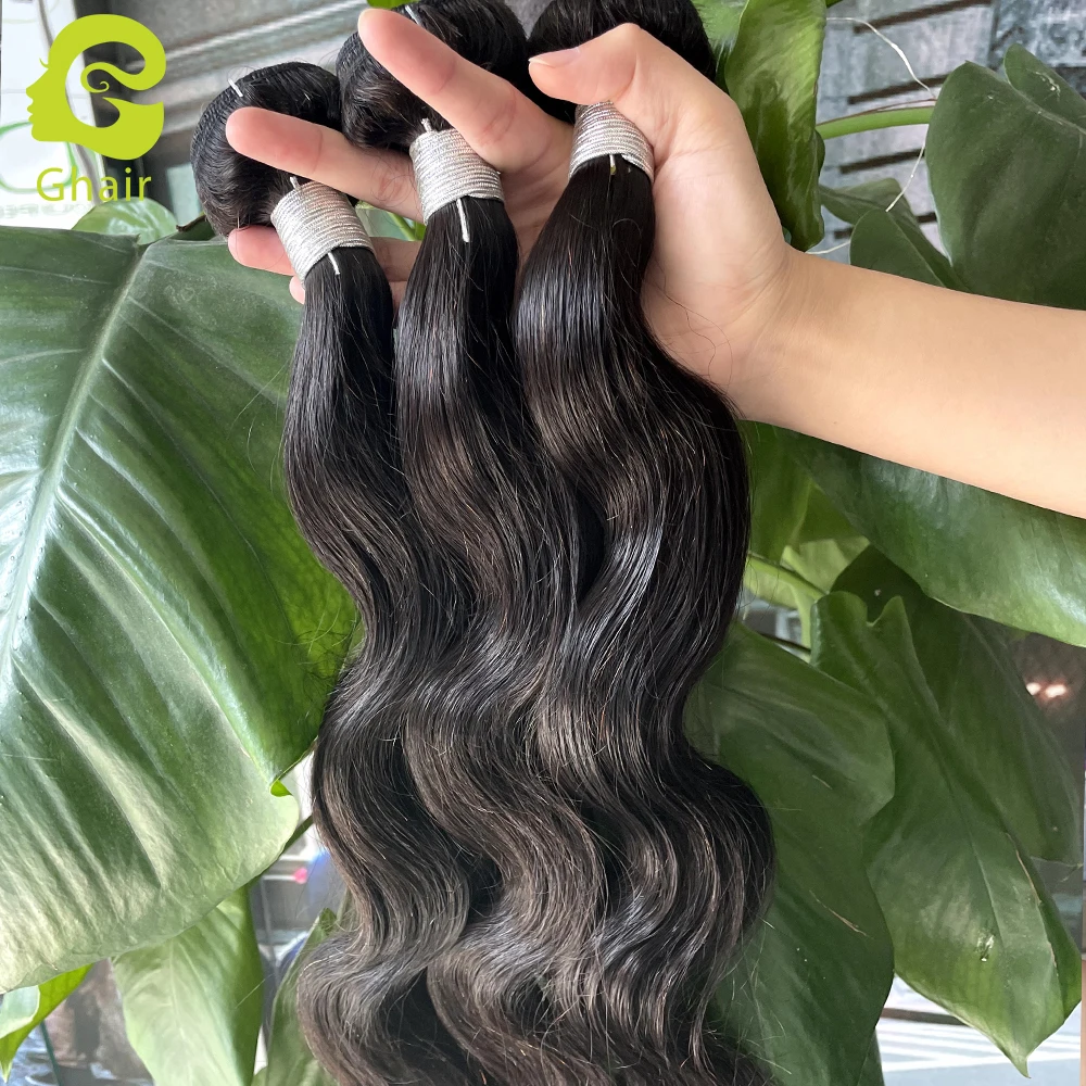 Wholesale Malaysian virgin human hair natural color body wave bundles