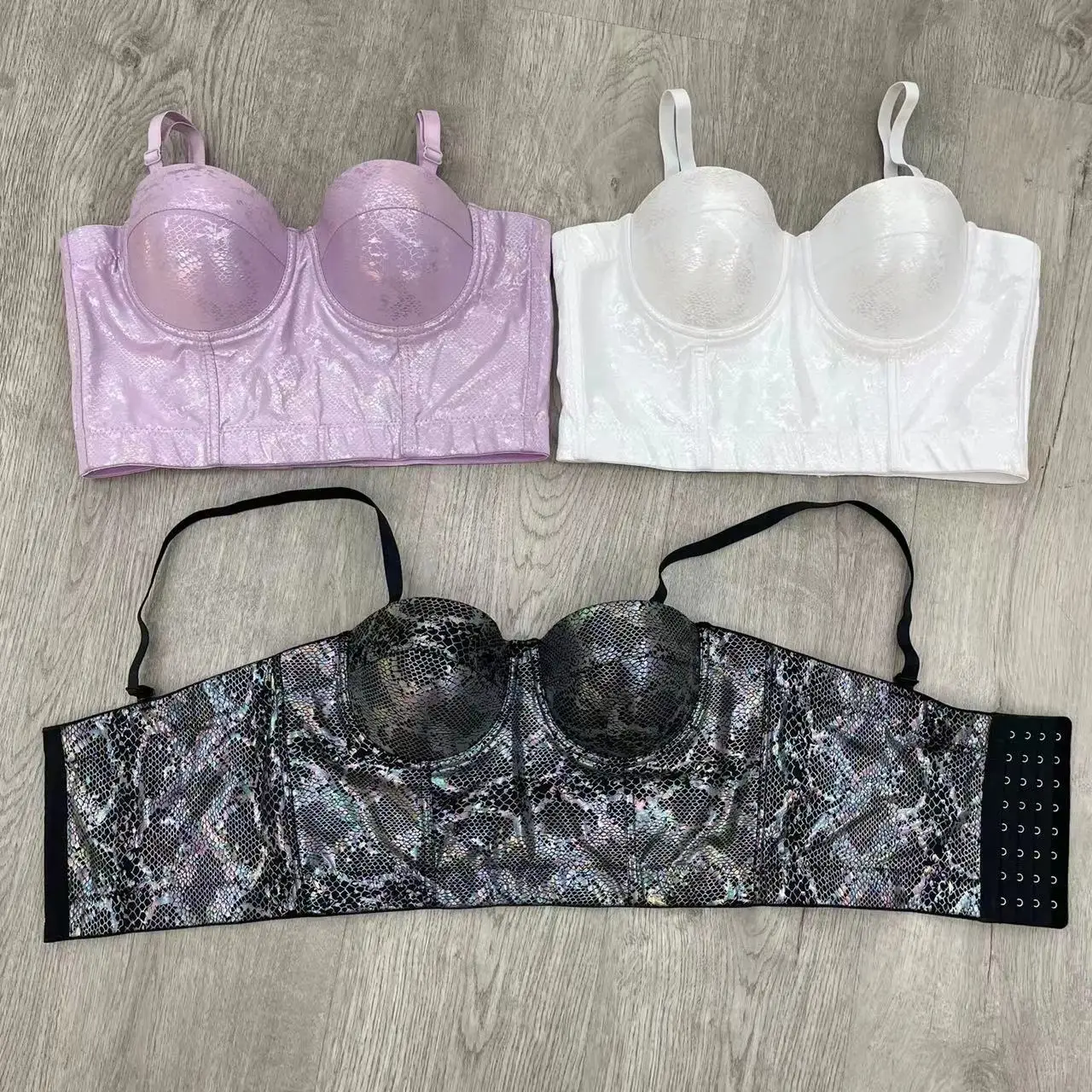 High Quality PU Leather Breastwear Halter Vest Bralette Corset Bra Top Beauty Gather Fishbone Corsets Femme Korset Per Femra