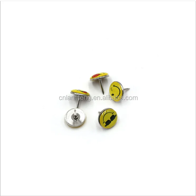 Decorative Colorful Design 100PCS Soft Flat Steel for Photos Wall Maps Corkboards 11mm Thumb Tacks Push Pins Smile drawing pin