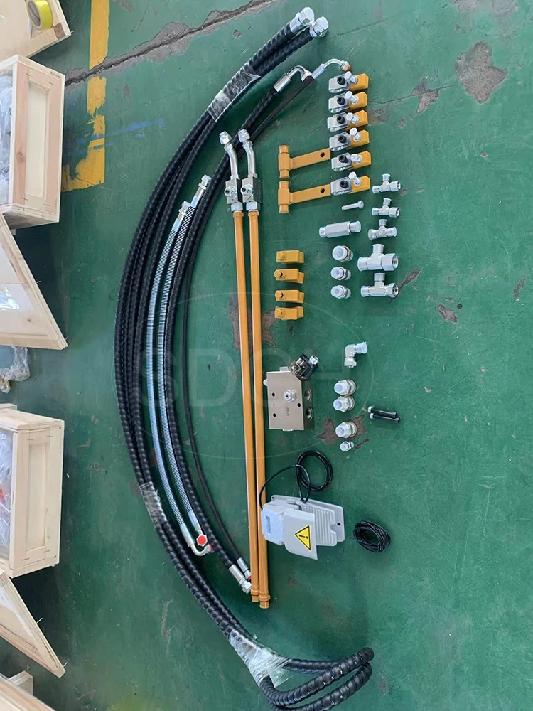 Case 580 backhoe loader aux pipe lines hydraulic breaker piping kits with flow divider valve