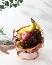 Modern Style Storage Fruit Vegetables Produce Metal Basket Rack Display Stand Swing fruit basket