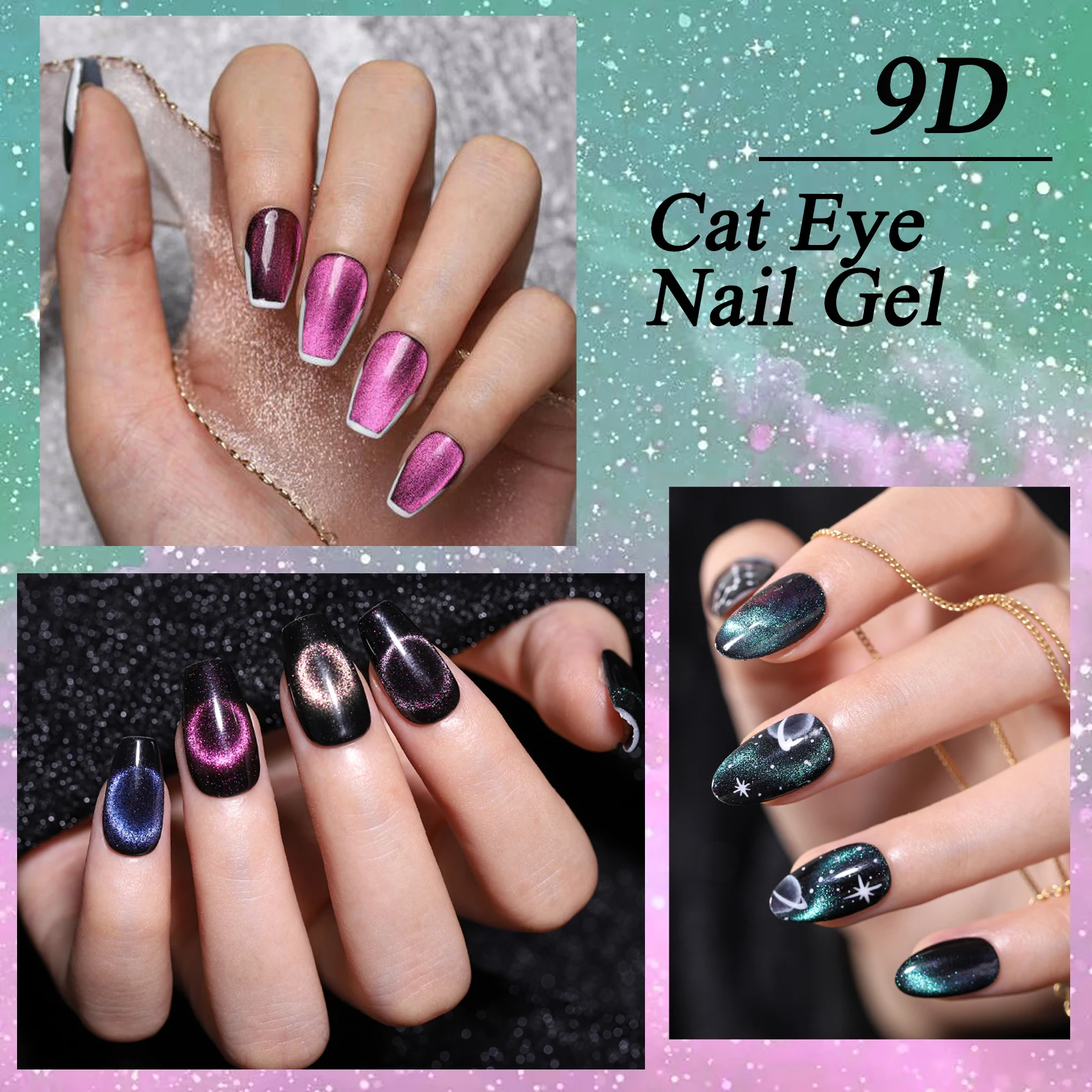 BCOL 9D Cat Eye Semi Permanent Gel Nail Art Polish Starter Kit Soak Off UV LED Custom Private Label 6Color Cruelty Free Magnet