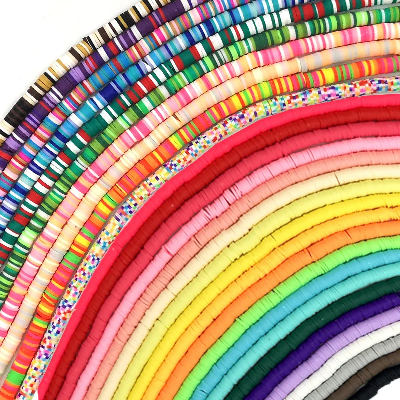 Polymer Clay Beads 3-6mm Colorful Flat Round Resin Clay Beads Chip Disk Loose Spacer for Jewelry Necklace Bracelet Making