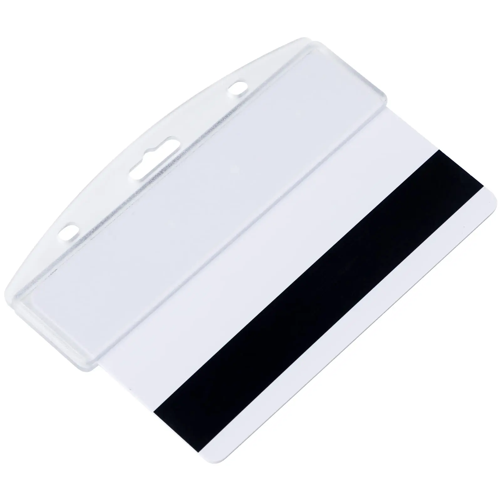 Horizontal Half Card Badge Holder Hard Transparent Protector Sleeve Frosted Pouch Gripper for POS Magnetic Swipe Credit Cards