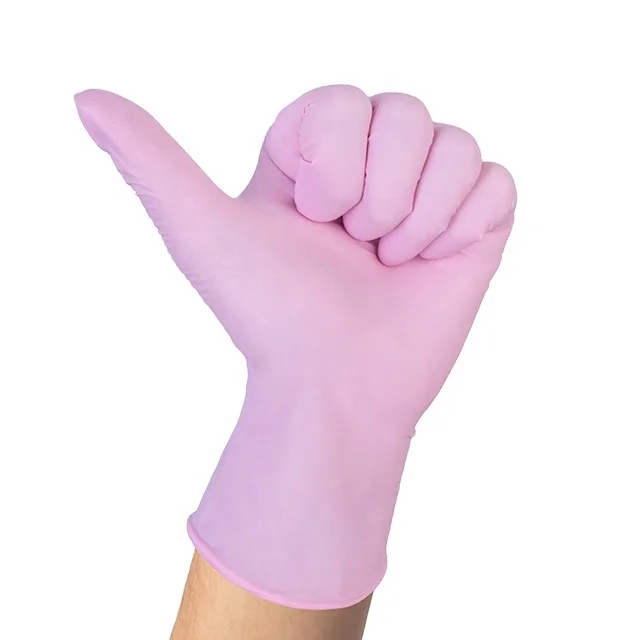 Disposable Gloves Nitrile Powder Free Examination Gloves Nitrile Pink For Medical