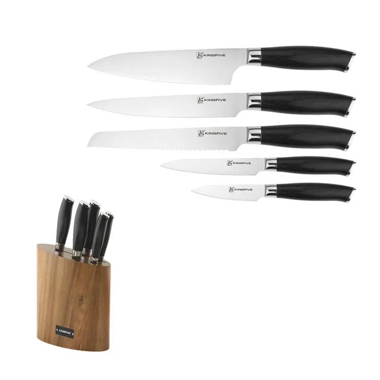 6pcs kitchen knife set german steel knife sets with block kitchen