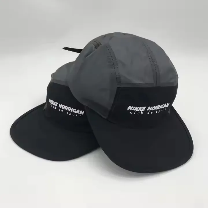 Wholesale high-quality nylon five piece camping cap, customized printed logo, outdoor sports tourism breathable baseball cap