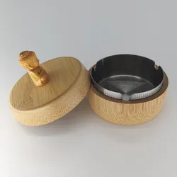 Customized Logo Wholesale Creative Bamboo Ashtra Fashion Simple Coffee Shop Ashtray