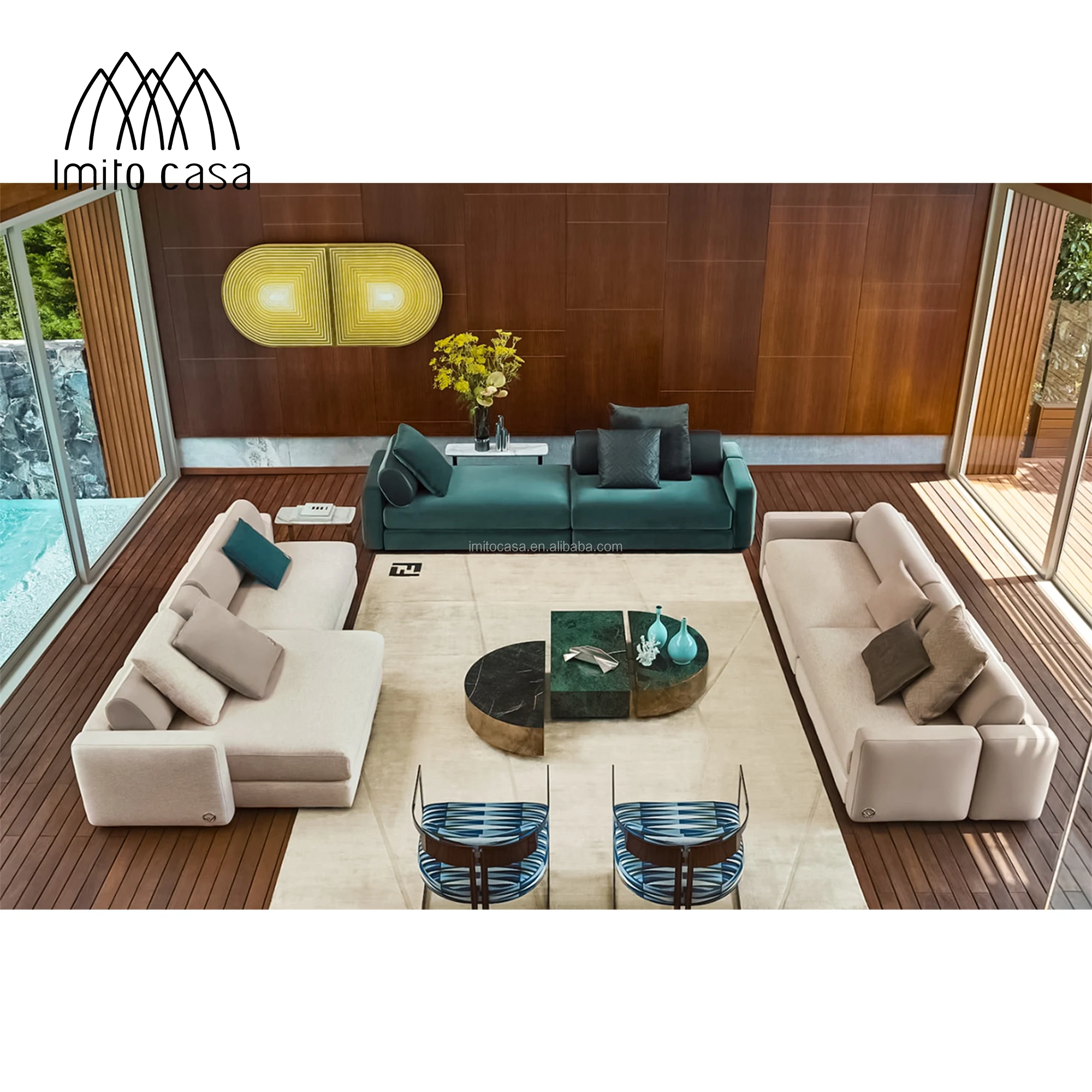 IMITO Italian Living Room Green Fabric Upholstered Sofa Bed European Stylish Comfortable Recliner Sofa Modern Home Furniture