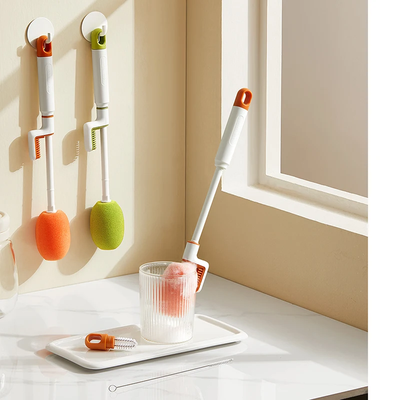 4in1Replaceable Rotatable Sponge Cup Brush Bottle Cleaning Brush Multifunctional Cleaning Tools Household