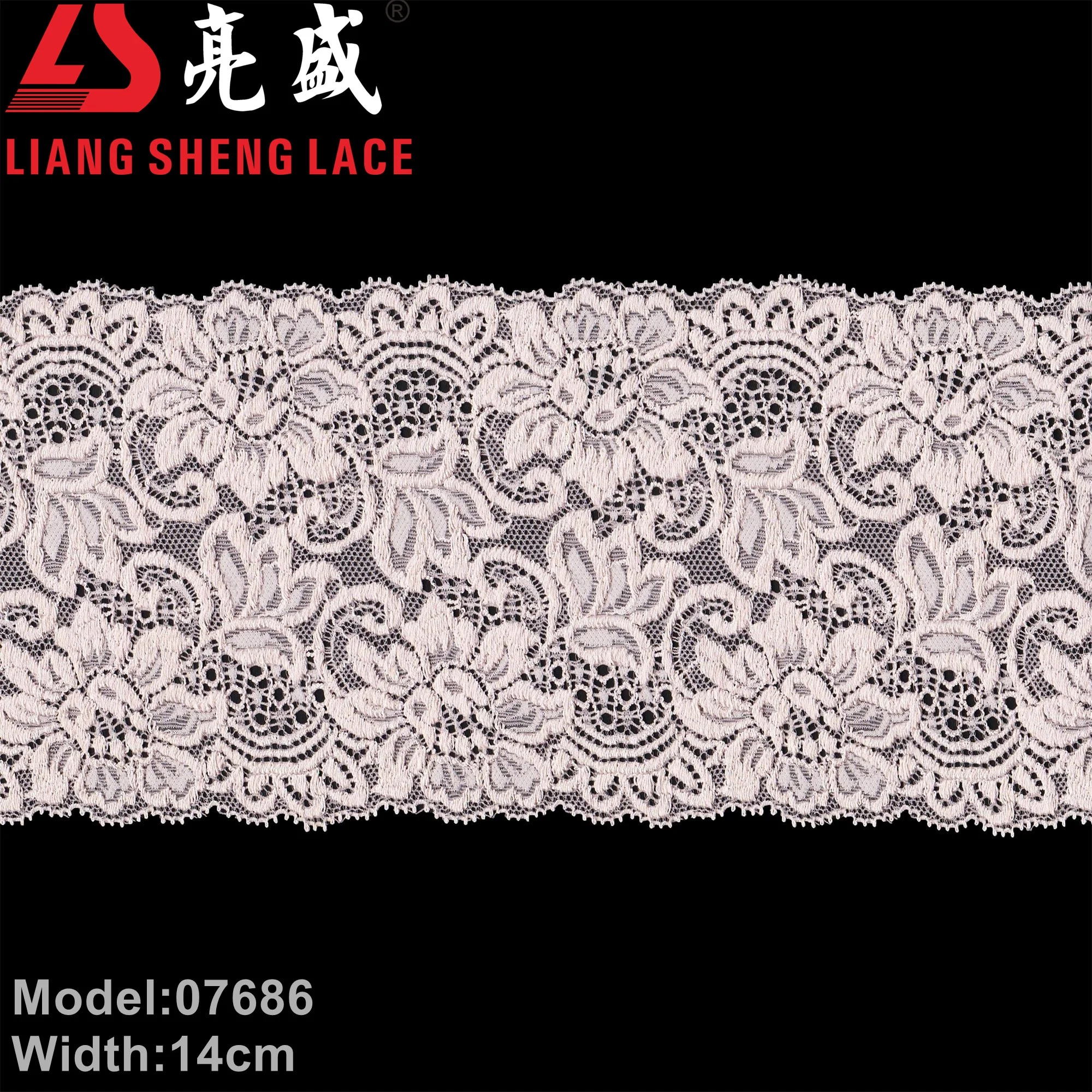 07686 14cm elasticated double edge decorative wrap knitted white lace trim for lingerie or ladies dress just a trim