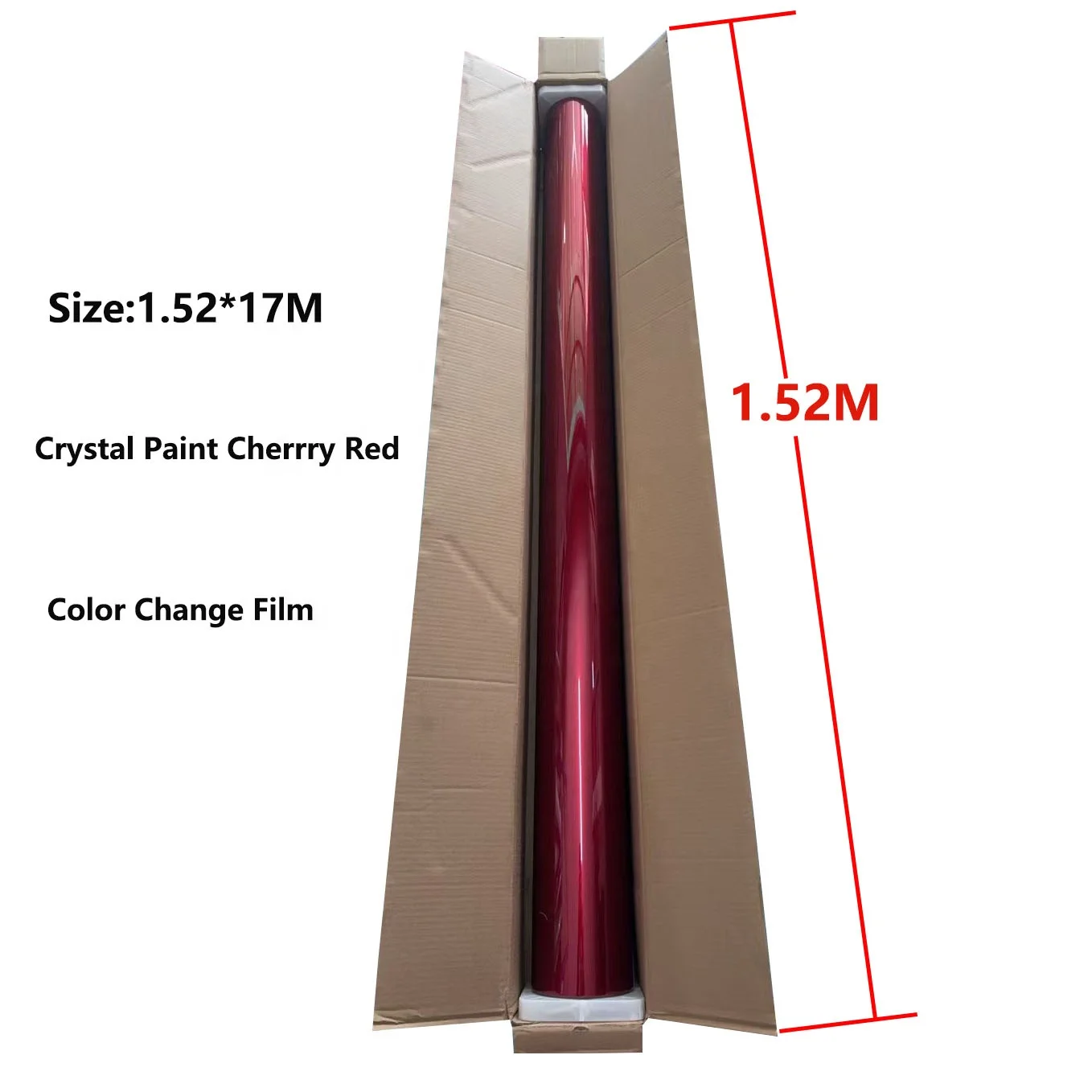 Crystal Paint Cherrry Red PVC Car Wrap Vinyl Full Body Anti Scratch Color PPF Change Film Red Car Wrap Coving Film 3 Years